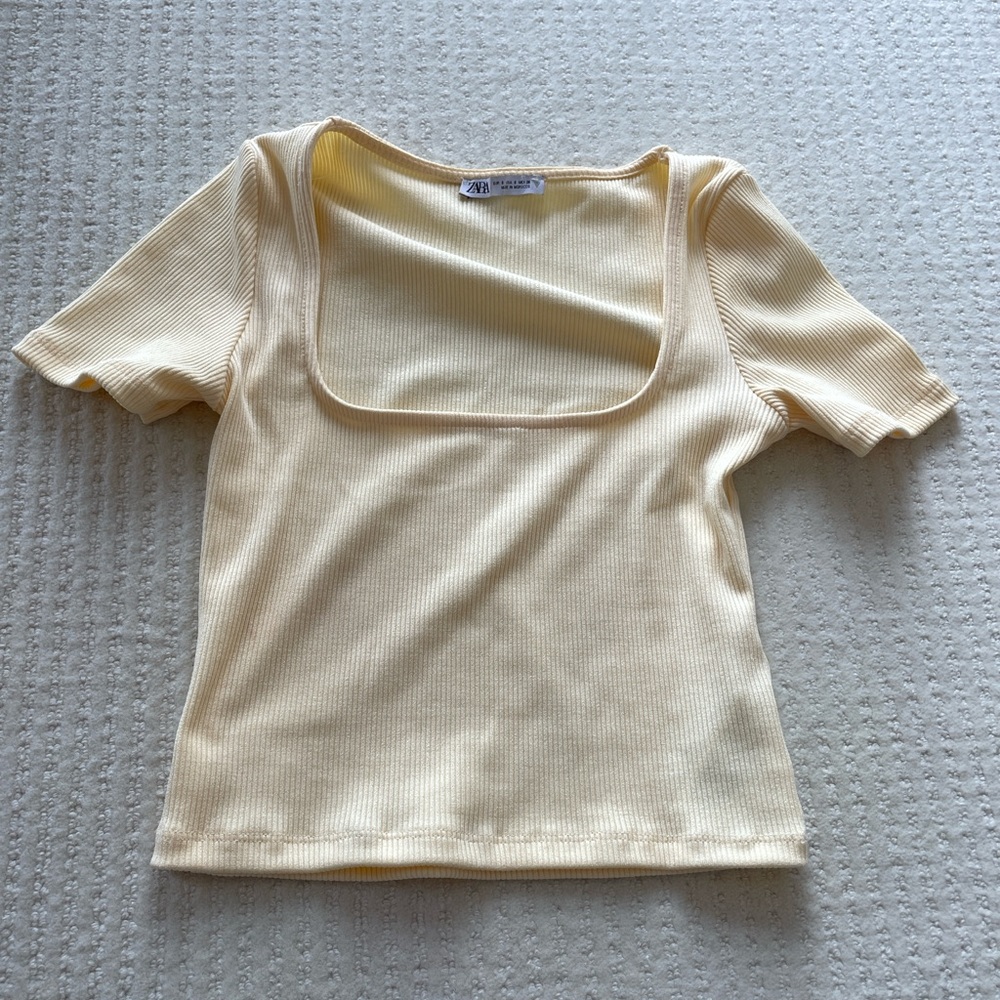 Zara Yellow Ribbed Top